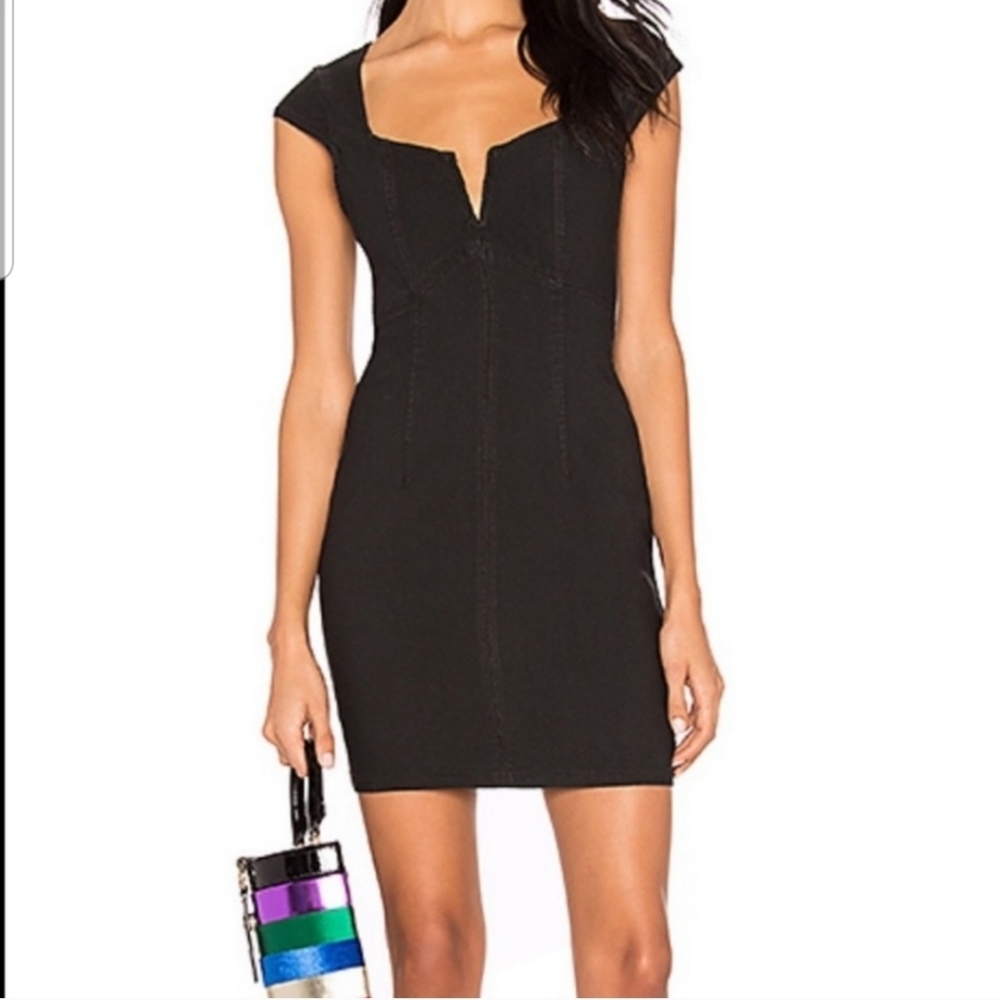 Free People Lia Black Denim Mini Dress